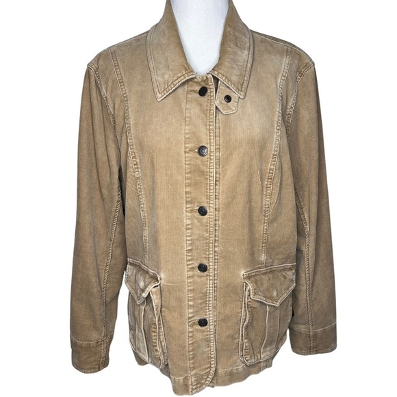 Y2K Eddie Bauer Tan Corduroy Barn Coat Chore Jacket Size XL Button Faded Retro - Picture 16 of 16